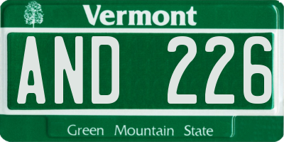 VT license plate AND226
