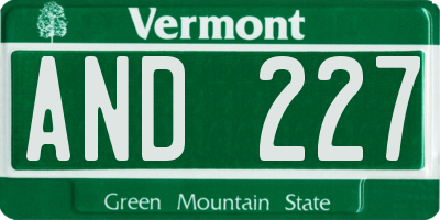 VT license plate AND227