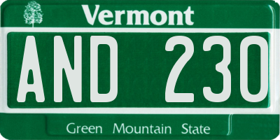 VT license plate AND230