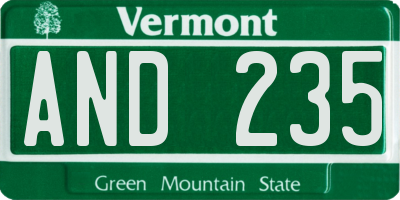 VT license plate AND235