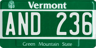 VT license plate AND236