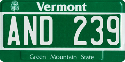 VT license plate AND239