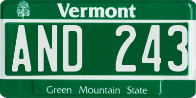 VT license plate AND243