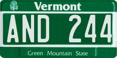 VT license plate AND244