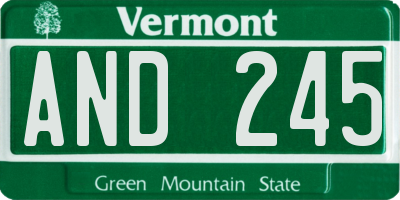VT license plate AND245
