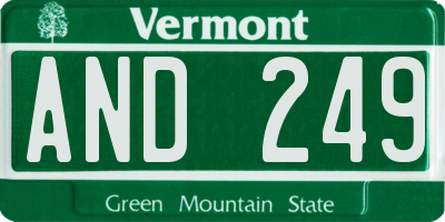VT license plate AND249