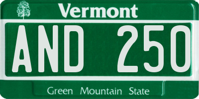 VT license plate AND250
