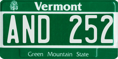 VT license plate AND252