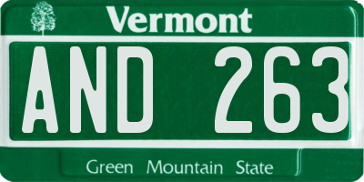 VT license plate AND263