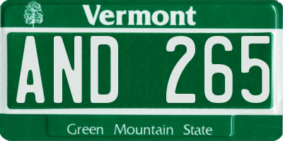 VT license plate AND265