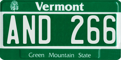 VT license plate AND266