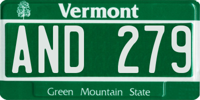 VT license plate AND279