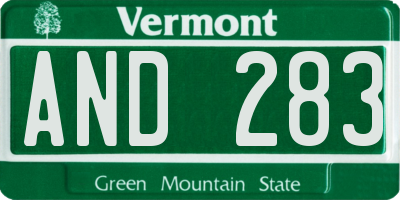 VT license plate AND283