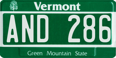 VT license plate AND286