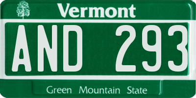 VT license plate AND293