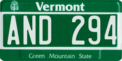 VT license plate AND294