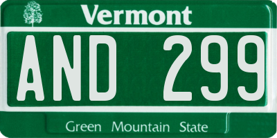VT license plate AND299