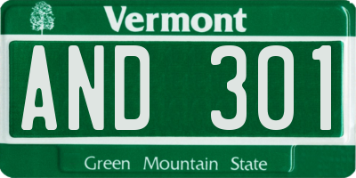 VT license plate AND301