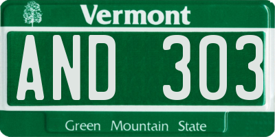 VT license plate AND303