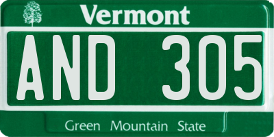 VT license plate AND305