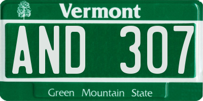 VT license plate AND307