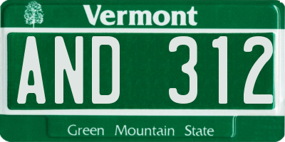 VT license plate AND312