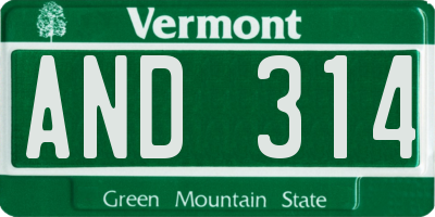 VT license plate AND314