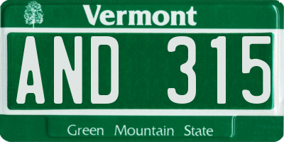VT license plate AND315