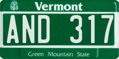 VT license plate AND317
