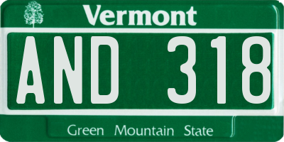 VT license plate AND318