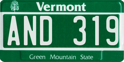 VT license plate AND319