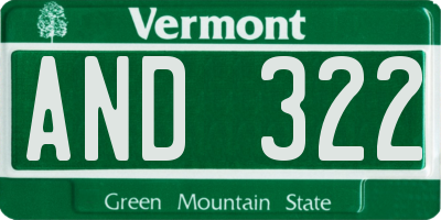 VT license plate AND322