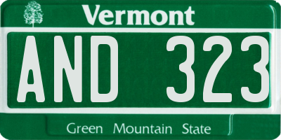 VT license plate AND323