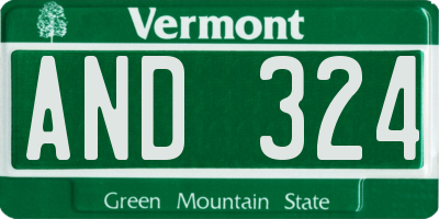 VT license plate AND324