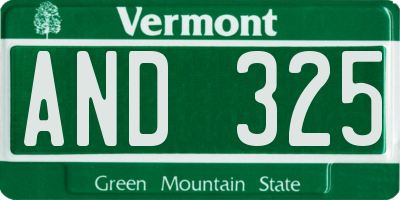 VT license plate AND325