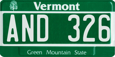 VT license plate AND326