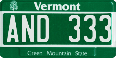 VT license plate AND333