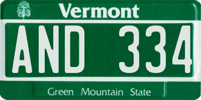 VT license plate AND334