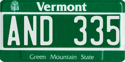 VT license plate AND335