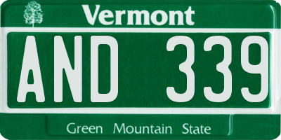 VT license plate AND339