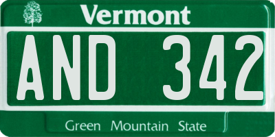 VT license plate AND342
