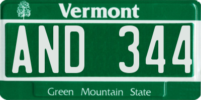 VT license plate AND344