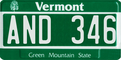 VT license plate AND346