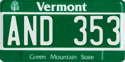 VT license plate AND353