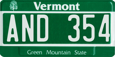 VT license plate AND354