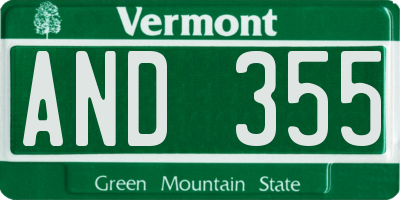 VT license plate AND355