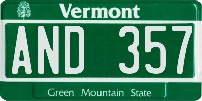 VT license plate AND357
