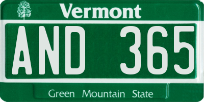 VT license plate AND365