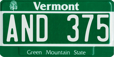 VT license plate AND375