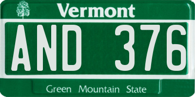 VT license plate AND376